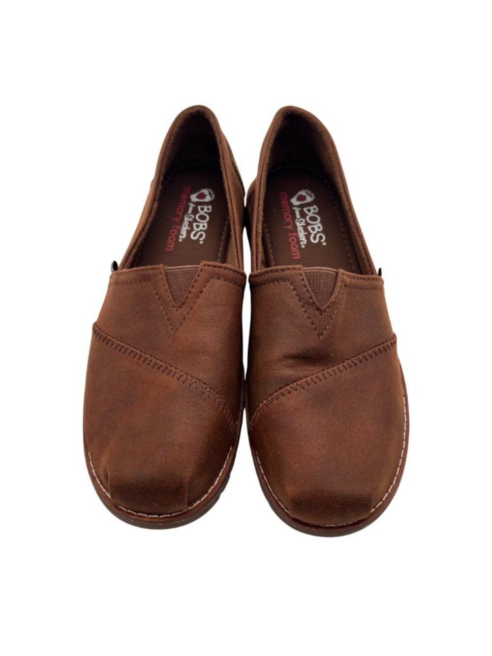 BOBS From Skechers Brown Memory Foam Slip-On Shoes Womens Size 8 With Faux Fur - Picture 7 of 15